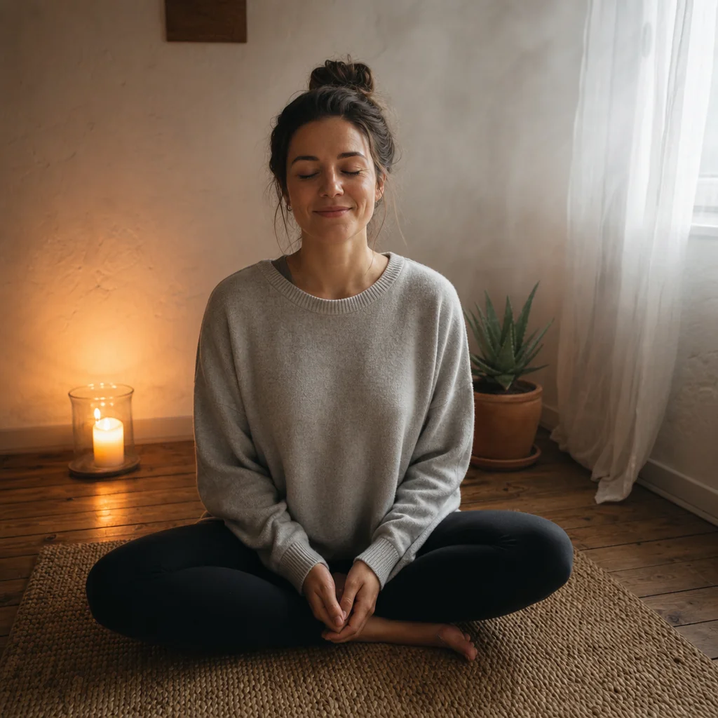 Person relaxing on a comfortable home sofa